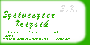 szilveszter krizsik business card